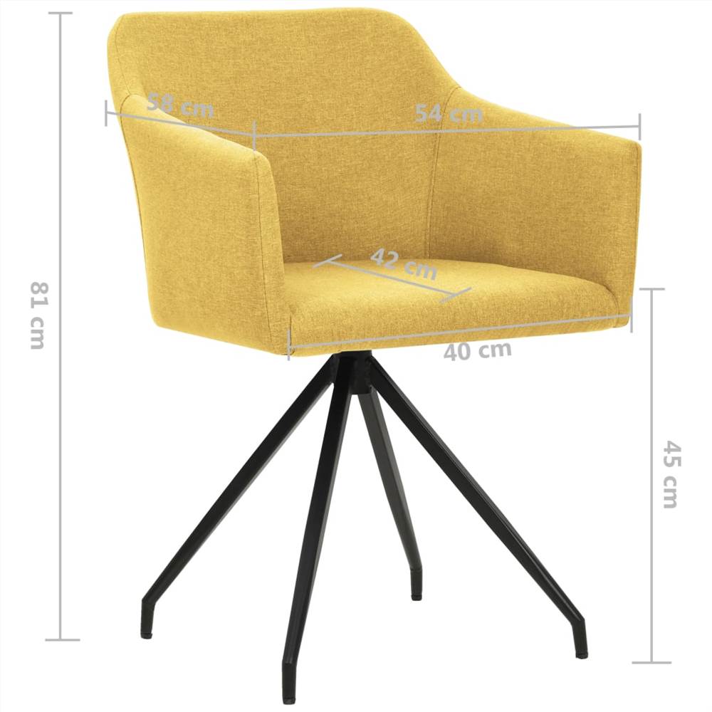 Swivel Dining Chairs 6 pcs Mustard Yellow Fabric