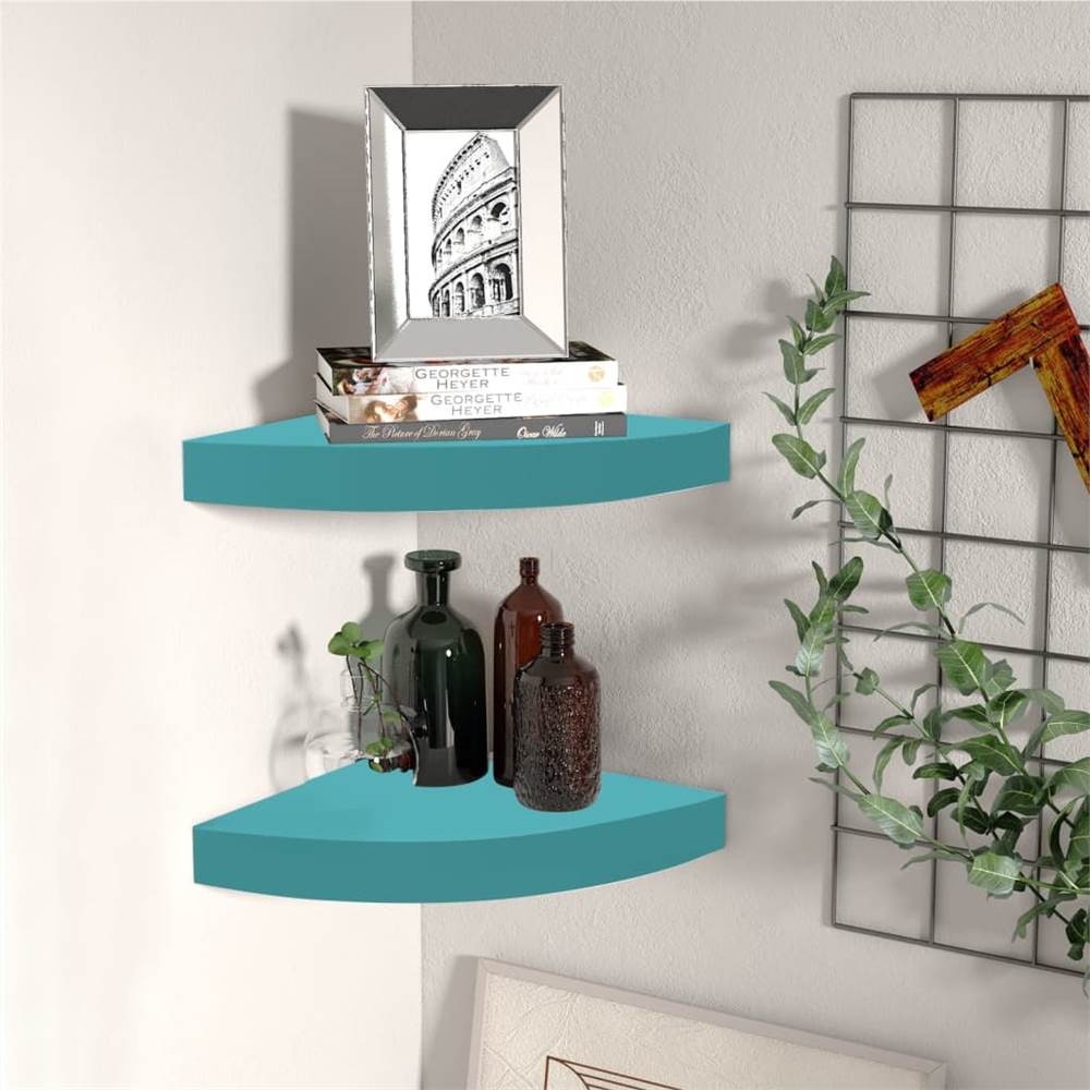 

Wall Corner Shelves 2 pcs Blue 25x25x3.8 cm MDF