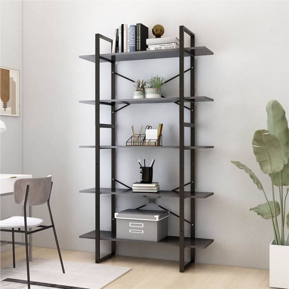 

5-Tier Book Cabinet Grey 100x30x175 cm Chipboard