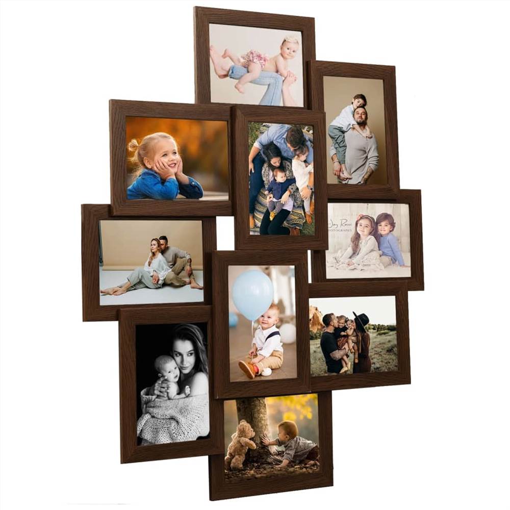 

Collage Photo Frame for 10x(10x15 cm) Picture Dark Brown MDF