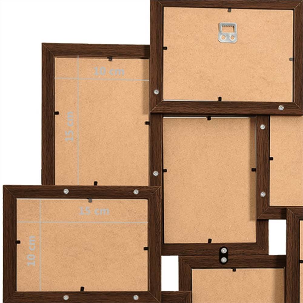 Collage Photo Frame for 10x(10x15 cm) Picture Dark Brown MDF