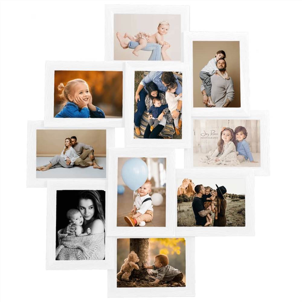 Collage Photo Frame for 10x(13x18 cm) Picture White MDF