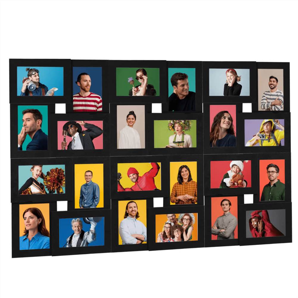 

Collage Photo Frame for 24x(10x15 cm) Picture Black MDF