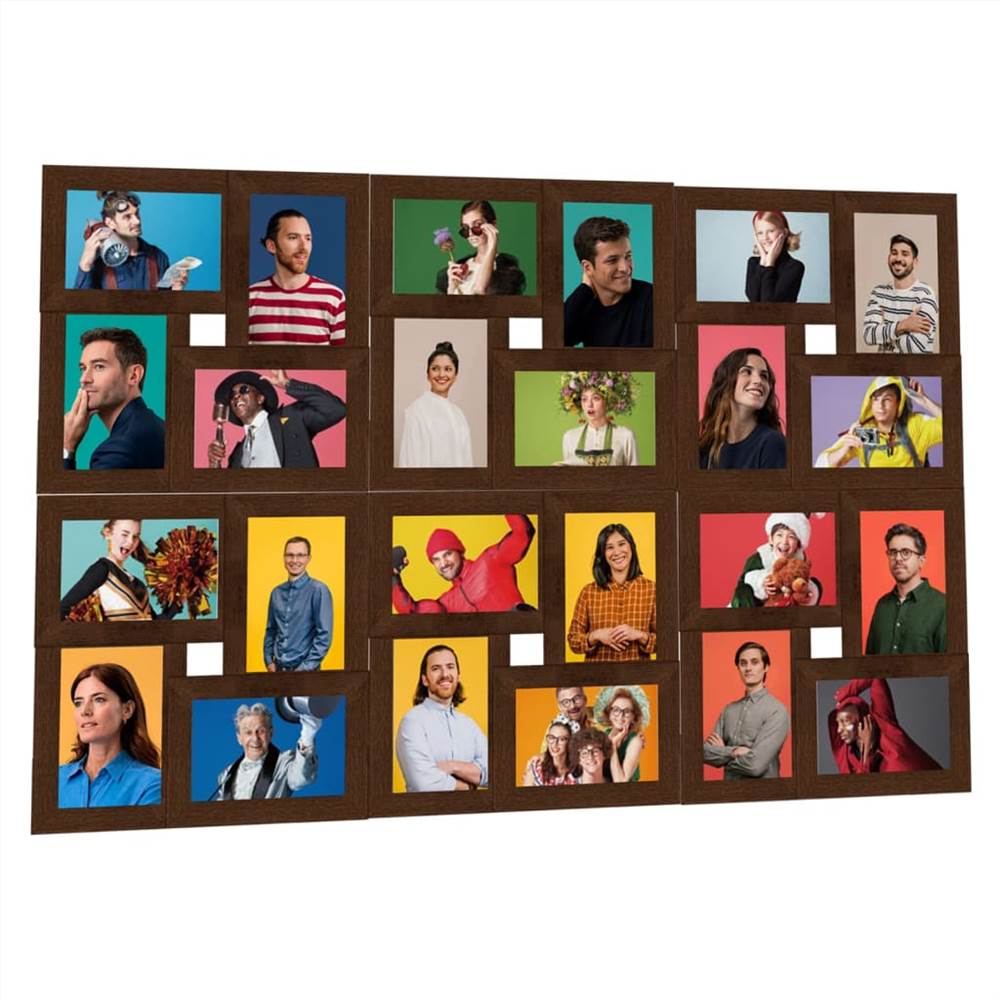 

Collage Photo Frame for 24x(10x15 cm) Picture Dark Brown MDF