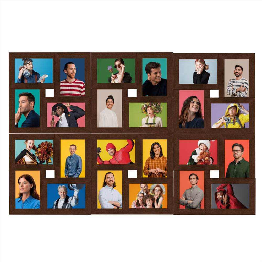 Collage Photo Frame for 24x(10x15 cm) Picture Dark Brown MDF