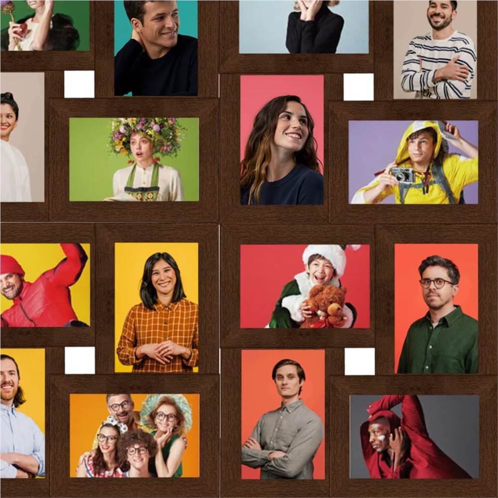 Collage Photo Frame for 24x(10x15 cm) Picture Dark Brown MDF