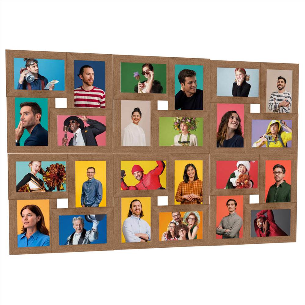 

Collage Photo Frame for 24x(10x15 cm) Picture Light Brown MDF