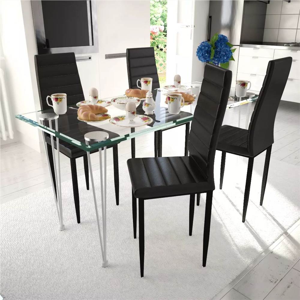 

Dining Chairs 4 pcs Black Faux Leather