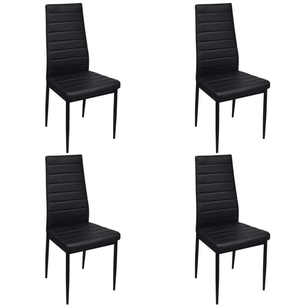 Dining Chairs 4 pcs Black Faux Leather