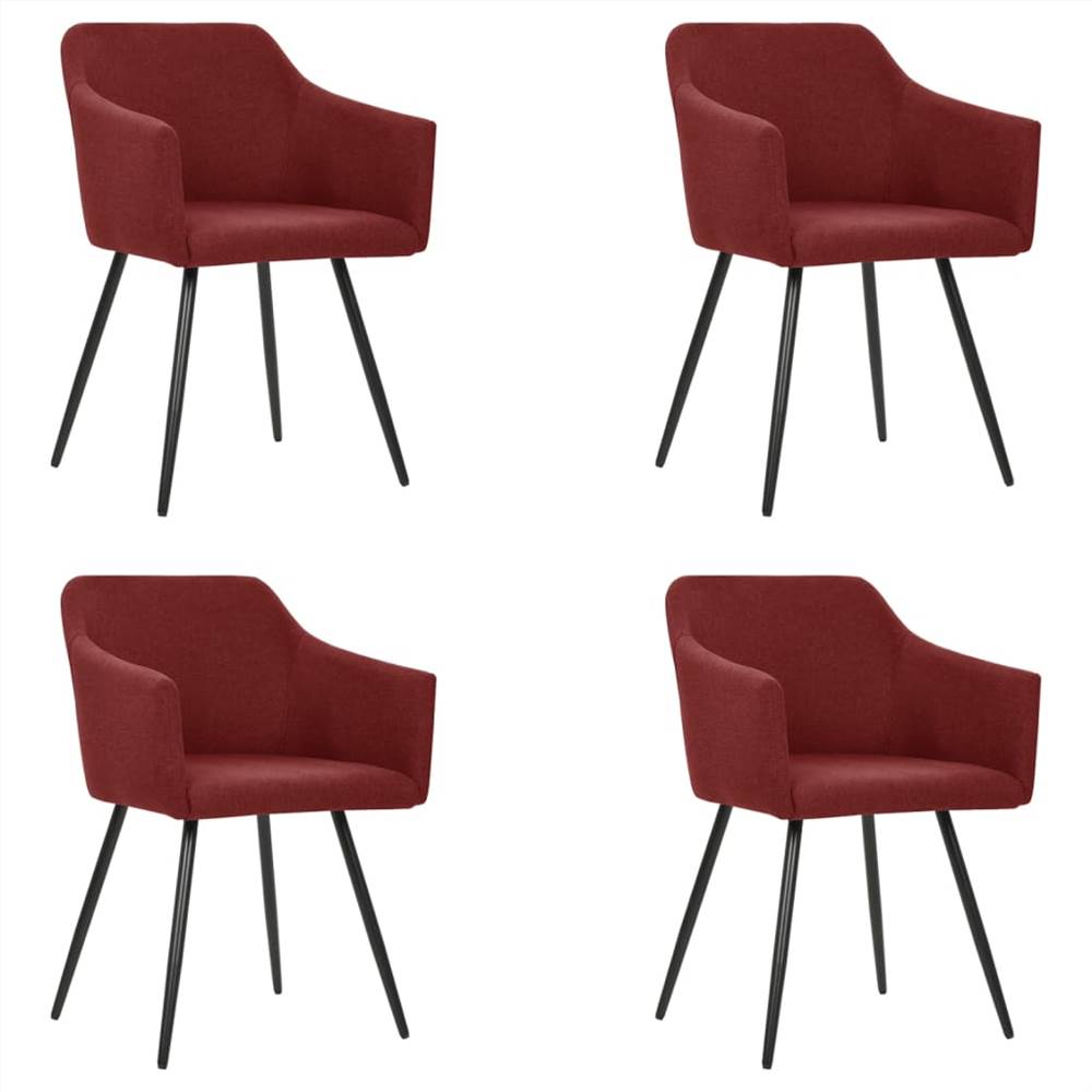 

Dining Chairs 4 pcs Wine Red Fabric
