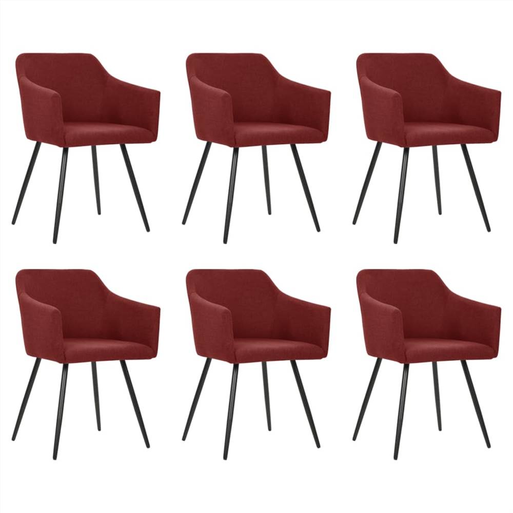 

Dining Chairs 6 pcs Wine Red Fabric