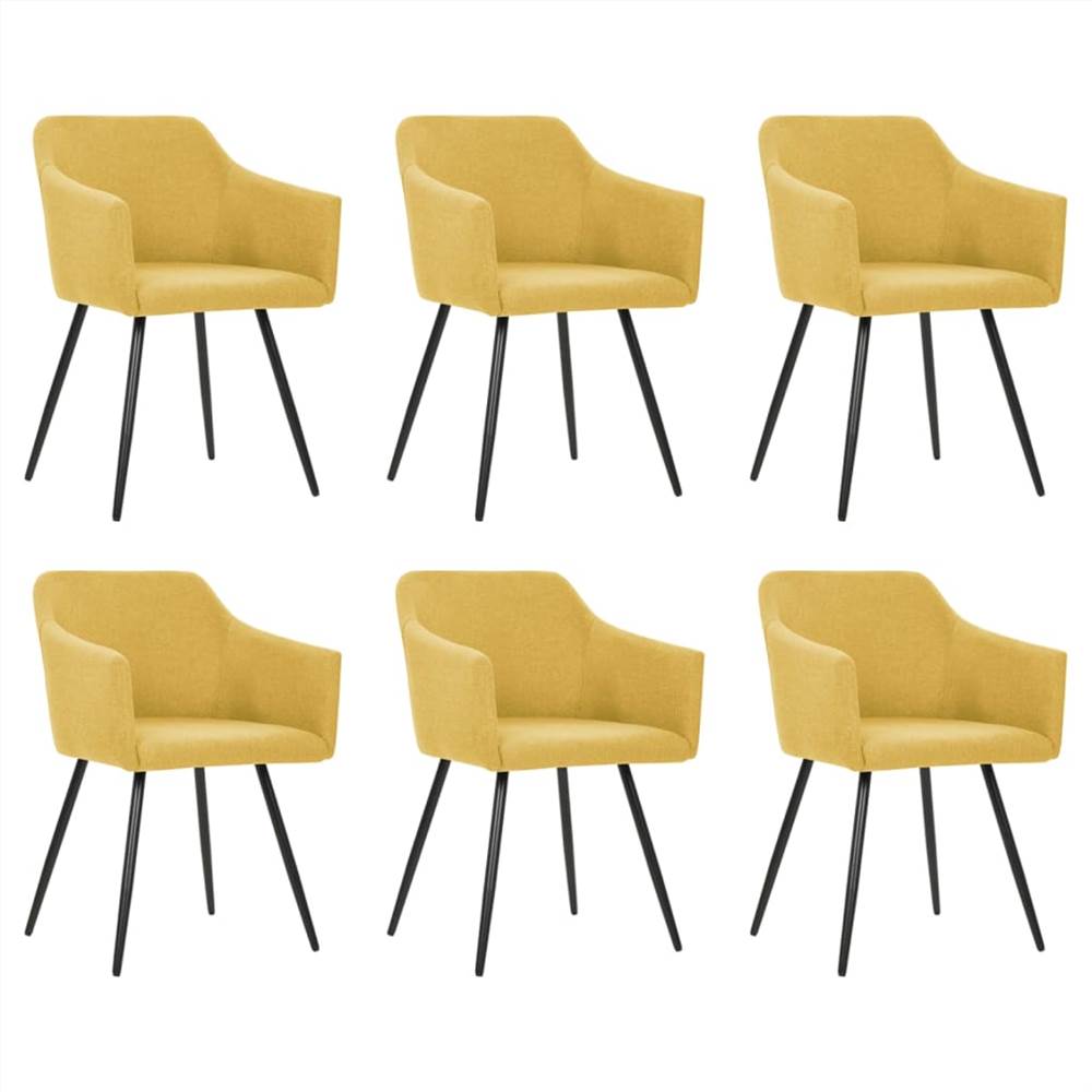 

Dining Chairs 6 pcs Yellow Fabric