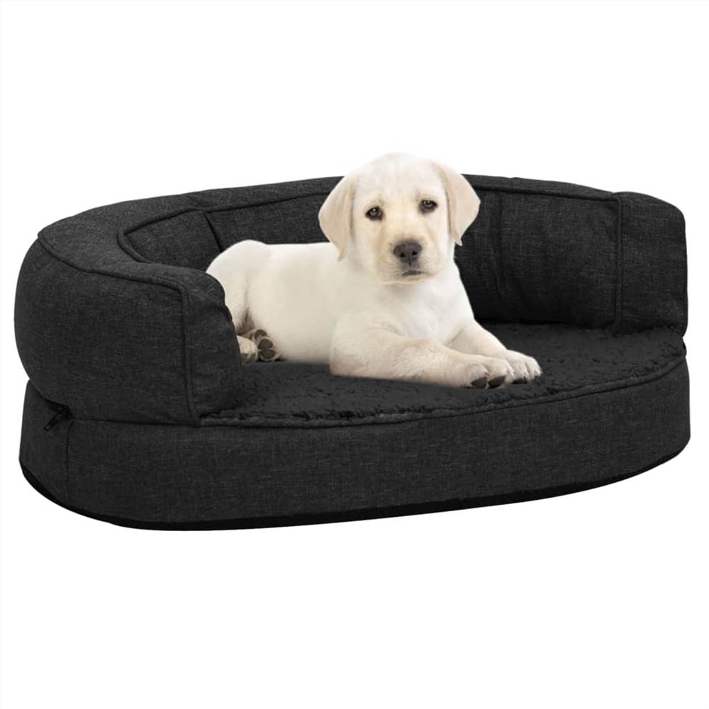 

Ergonomic Dog Bed Mattress 60x42 cm Linen Look Fleece Black