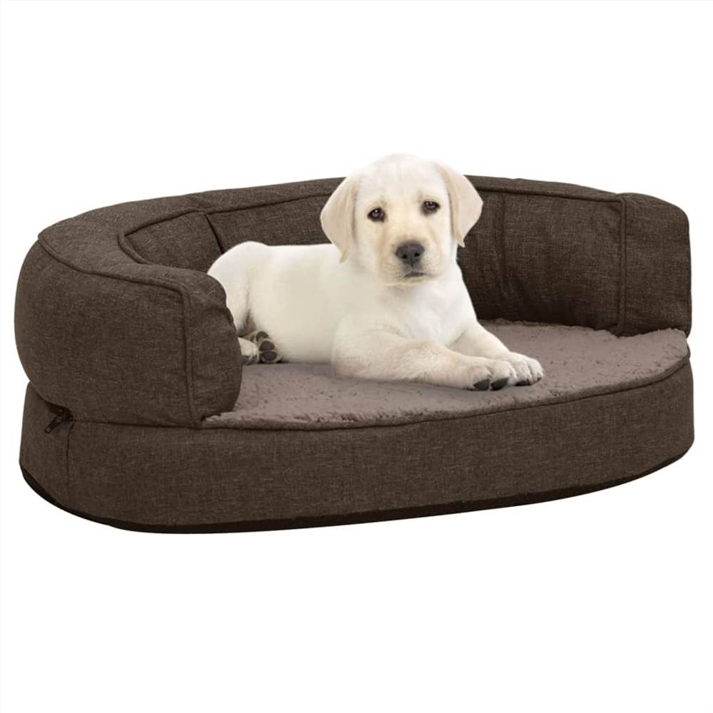 

Ergonomic Dog Bed Mattress 60x42 cm Linen Look Fleece Brown