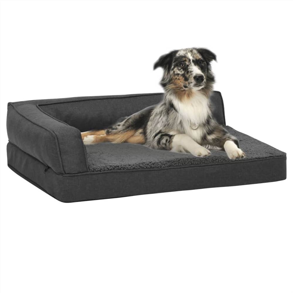 

Ergonomic Dog Bed Mattress 60x42 cm Linen Look Fleece Dark Grey