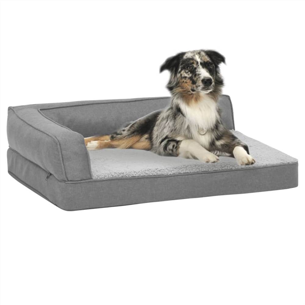 

Ergonomic Dog Bed Mattress 60x42 cm Linen Look Fleece Grey