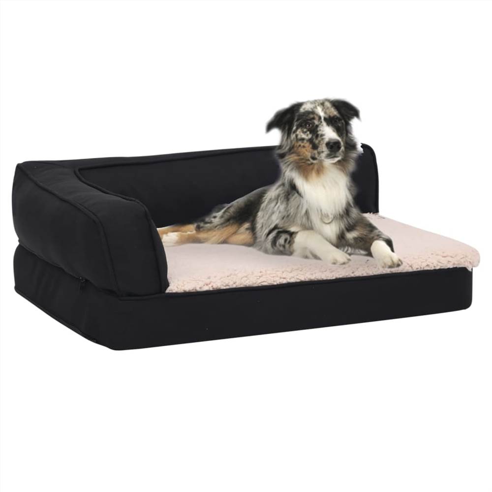 

Ergonomic Dog Bed Mattress 75x53 cm Linen Look Fleece Black