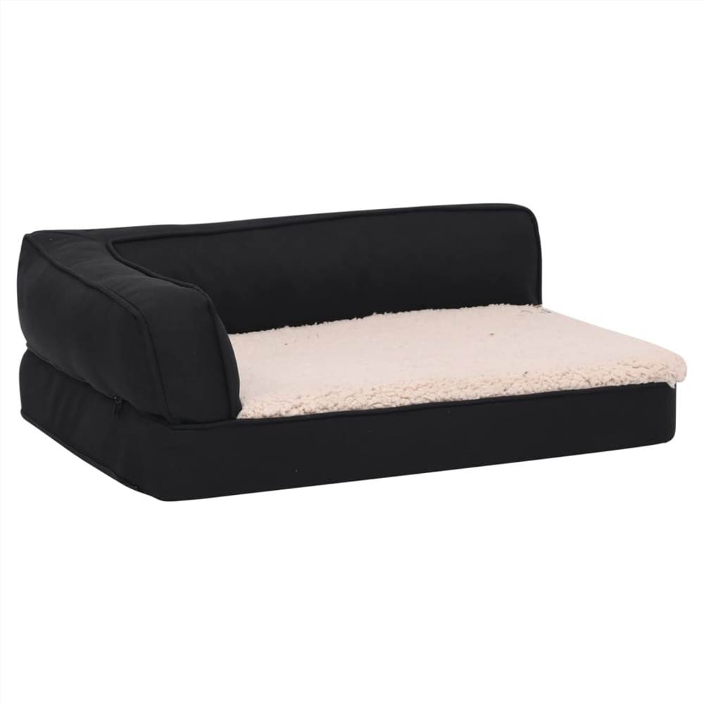Ergonomic Dog Bed Mattress 75x53 cm Linen Look Fleece Black