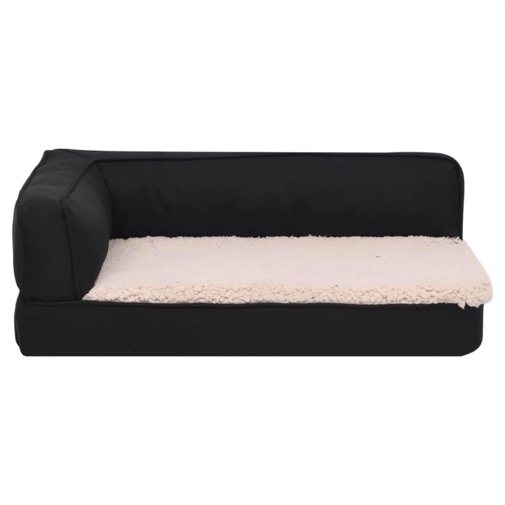 Ergonomic Dog Bed Mattress 75x53 cm Linen Look Fleece Black
