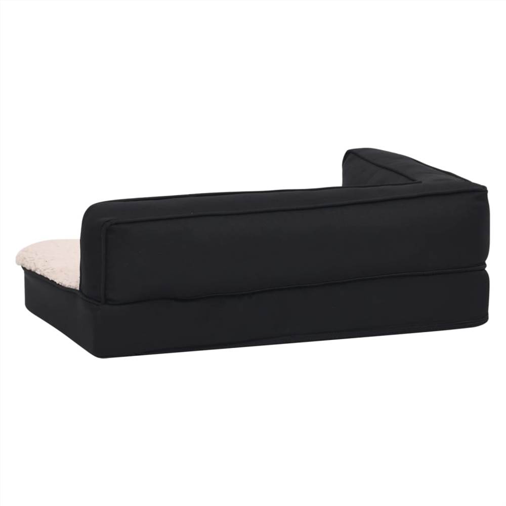 Ergonomic Dog Bed Mattress 75x53 cm Linen Look Fleece Black