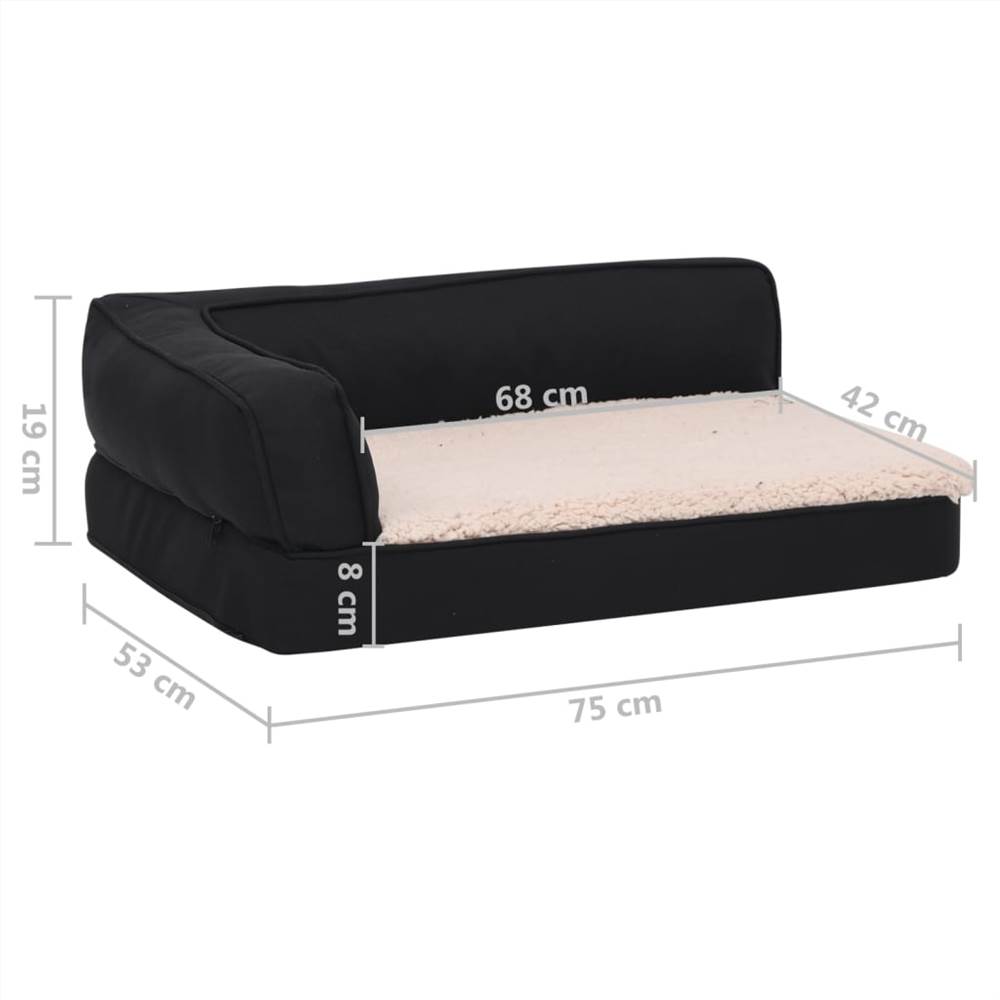 Ergonomic Dog Bed Mattress 75x53 cm Linen Look Fleece Black