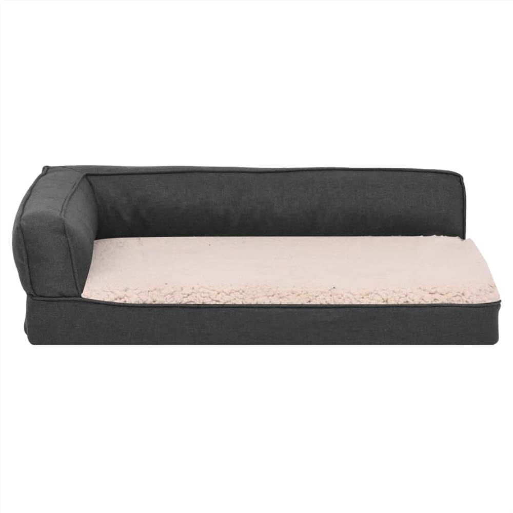 Ergonomic Dog Bed Mattress 75x53 cm Linen Look Fleece Dark Grey