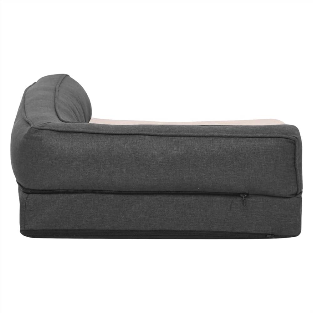 Ergonomic Dog Bed Mattress 75x53 cm Linen Look Fleece Dark Grey
