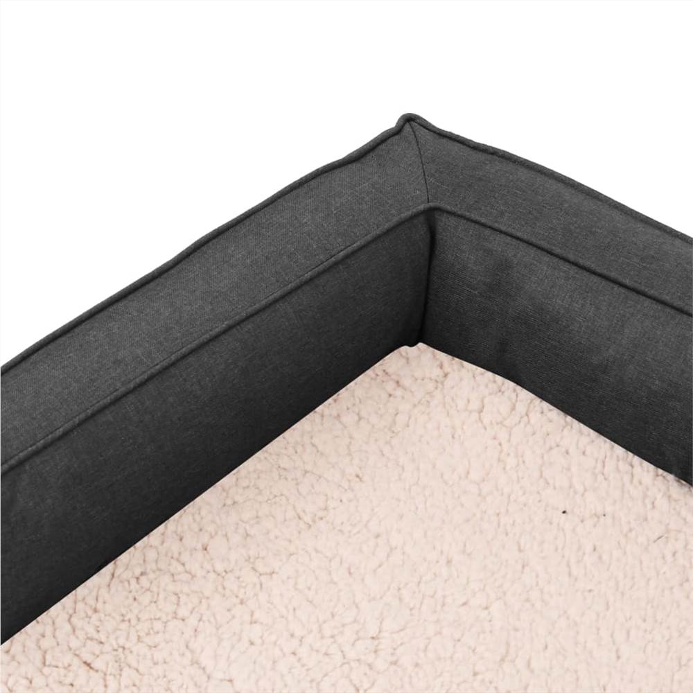 Ergonomic Dog Bed Mattress 75x53 cm Linen Look Fleece Dark Grey