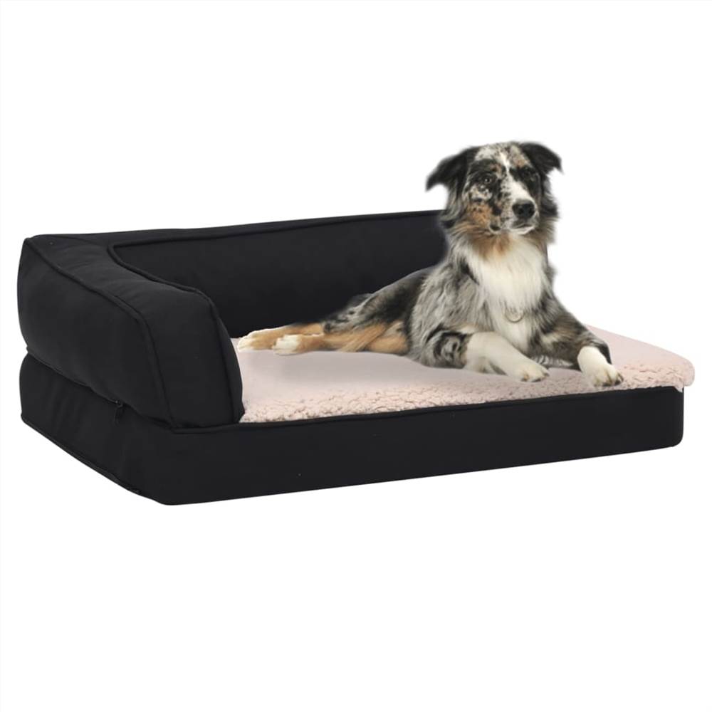 

Ergonomic Dog Bed Mattress 90x64 cm Linen Look Fleece Black