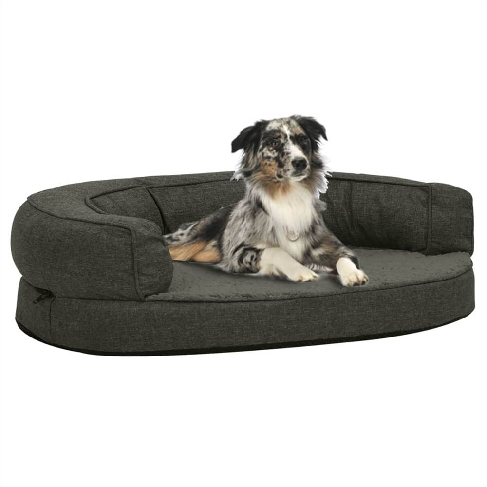 

Ergonomic Dog Bed Mattress 90x64 cm Linen Look Fleece Dark Grey