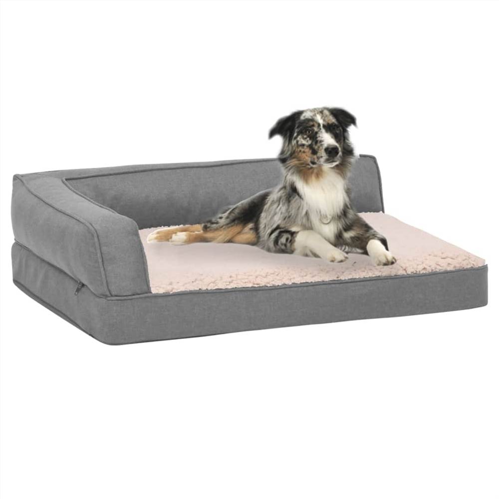 

Ergonomic Dog Bed Mattress 90x64 cm Linen Look Fleece Grey