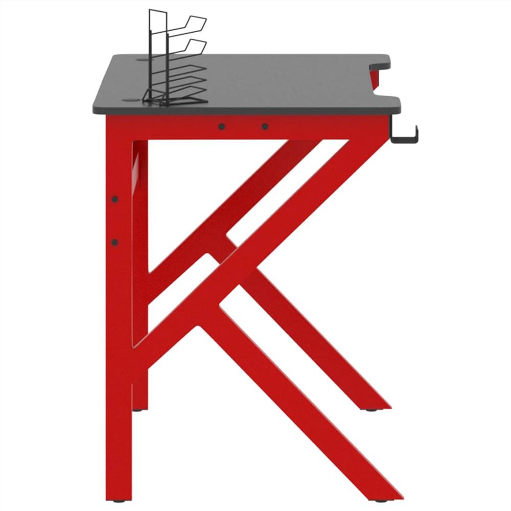 Gaming Desk with K Shape Legs Black and Red 90x60x75 cm