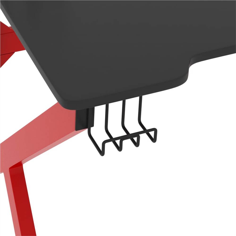 Gaming Desk with K Shape Legs Black and Red 90x60x75 cm