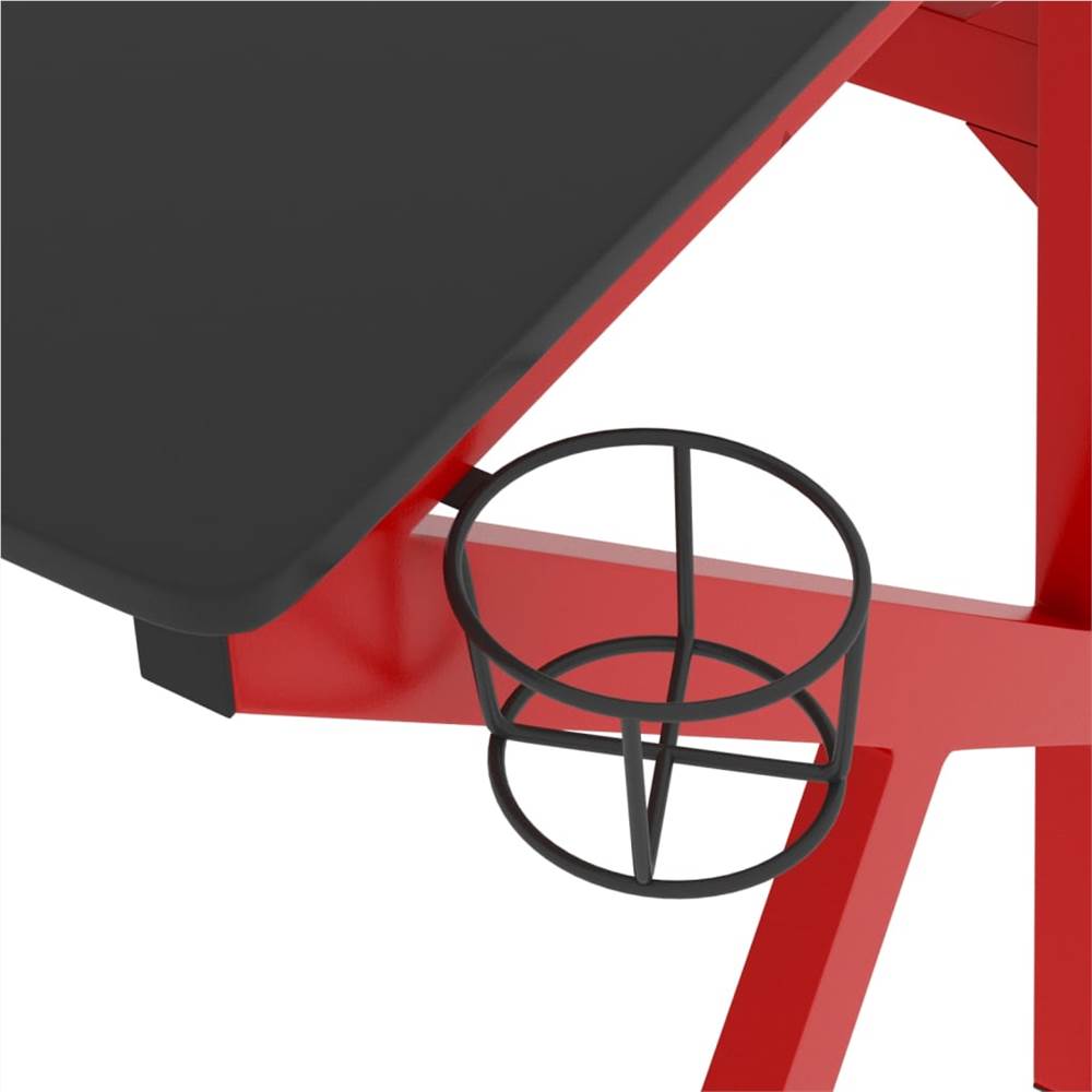Gaming Desk with K Shape Legs Black and Red 90x60x75 cm