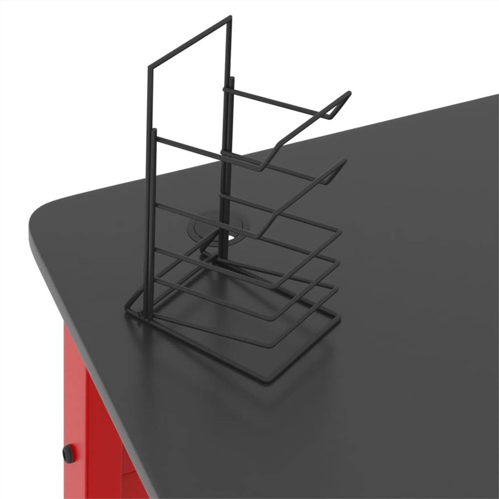 Gaming Desk with K Shape Legs Black and Red 90x60x75 cm