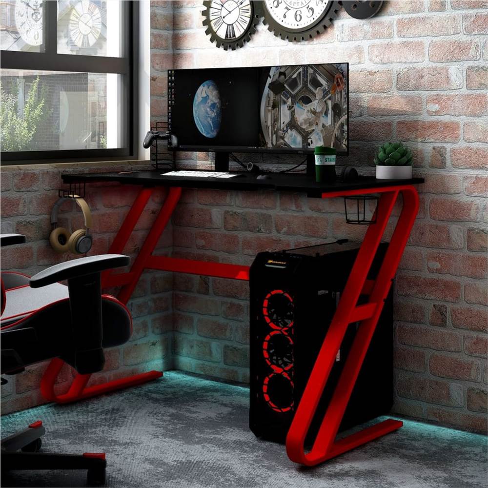 

Gaming Desk with ZZ Shape Legs Black & Red 110x60x75 cm