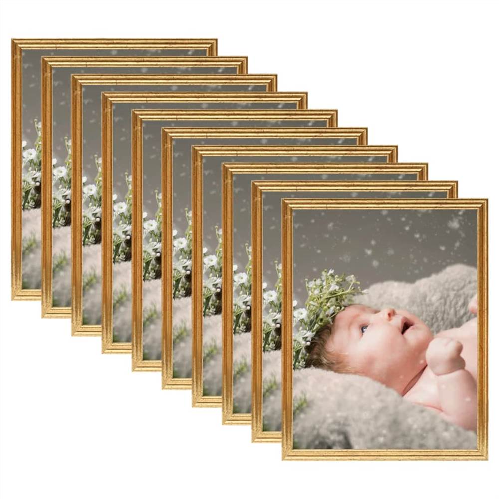 

Photo Frames Collage 10 pcs for Wall or Table Gold 13x18 cm MDF