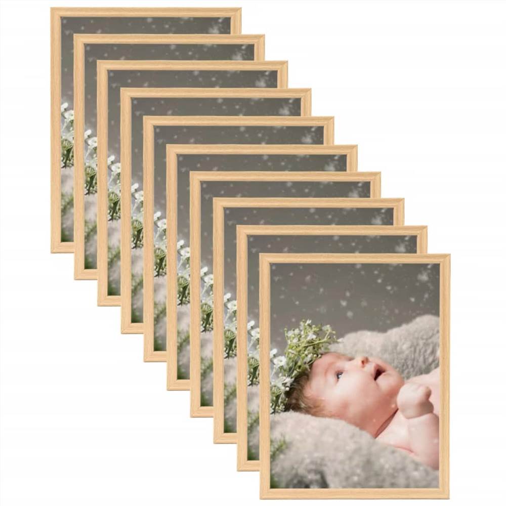 

Photo Frames Collage 10 pcs for Wall or Table Light Oak 18x24 cm