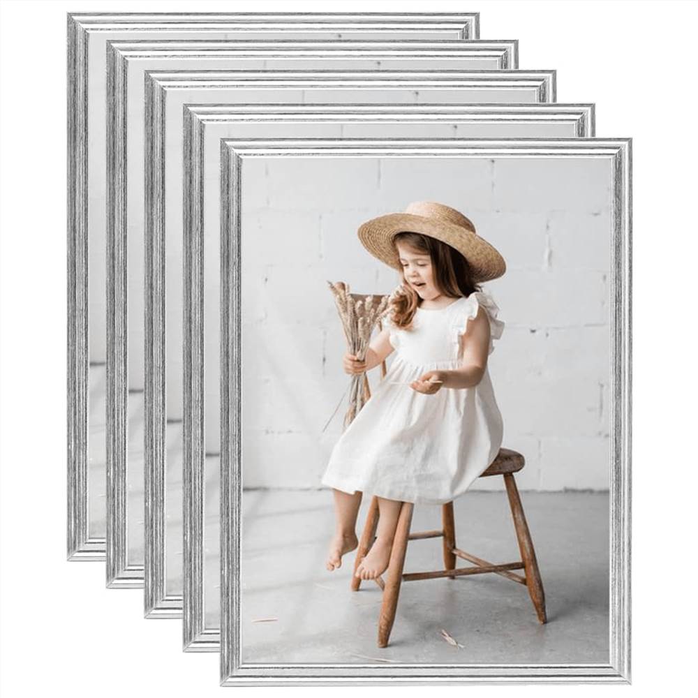 

Photo Frames Collage 5 pcs for Wall or Table Silver 20x25cm MDF