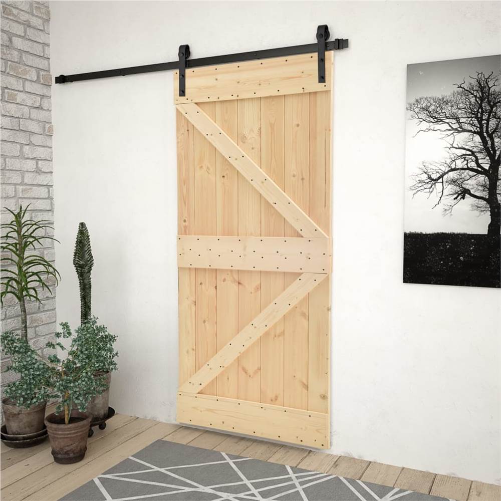 

Sliding Door with Hardware Set 100x210 cm Solid Pine Wood