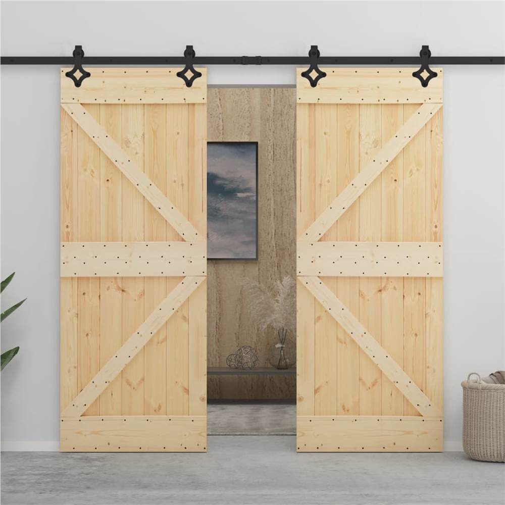 

Sliding Door with Hardware Set 100x210 cm Solid Pine Wood