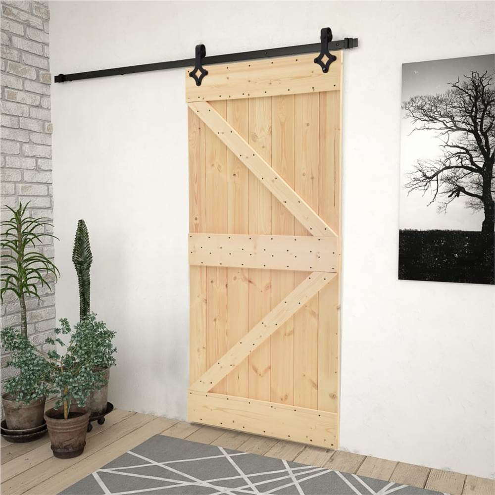 

Sliding Door with Hardware Set 80x210 cm Solid Pine Wood