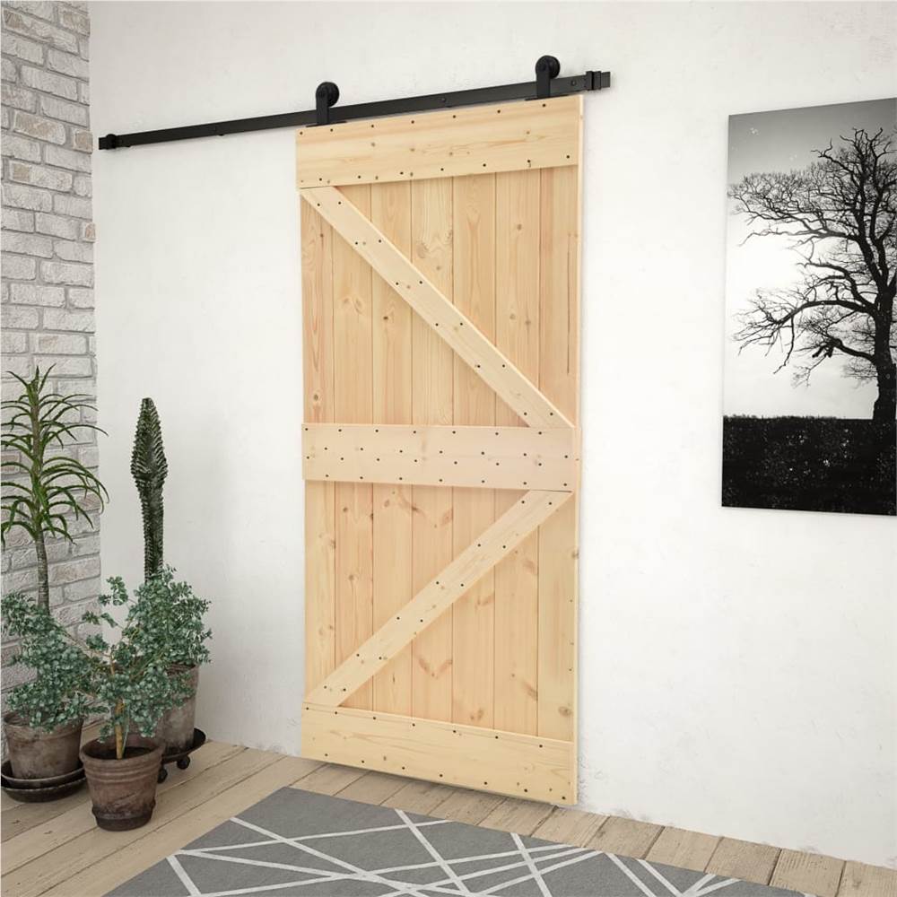 

Sliding Door with Hardware Set 90x210 cm Solid Pine Wood