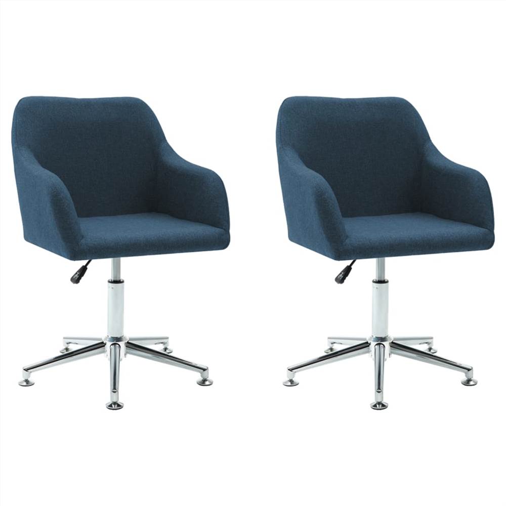 

Swivel Dining Chairs 2 pcs Blue Fabric