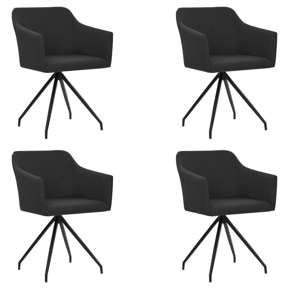 

Swivel Dining Chairs 4 pcs Black Fabric