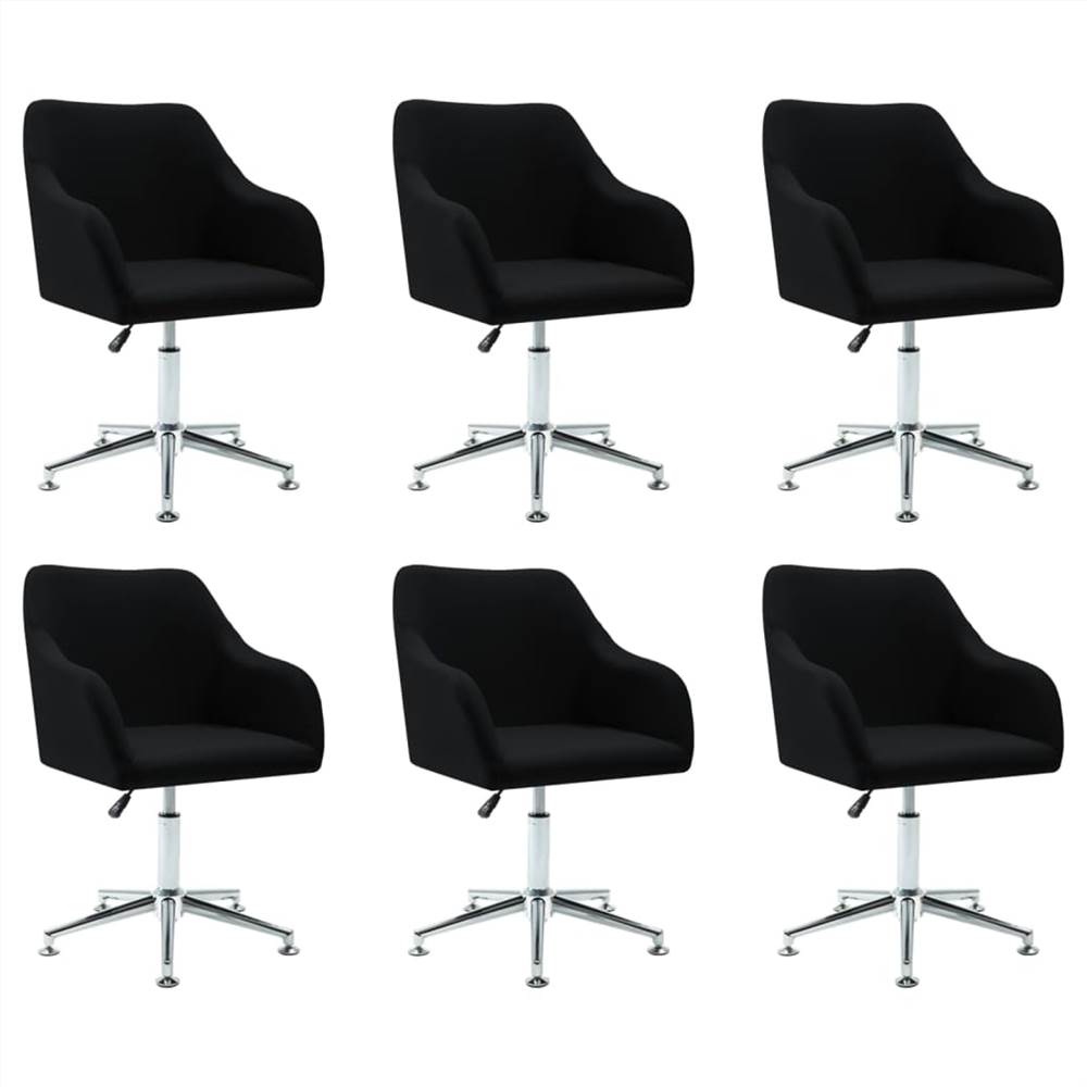 

Swivel Dining Chairs 6 pcs Black Fabric