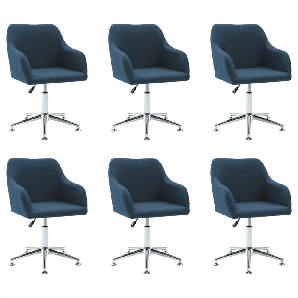 

Swivel Dining Chairs 6 pcs Blue Fabric
