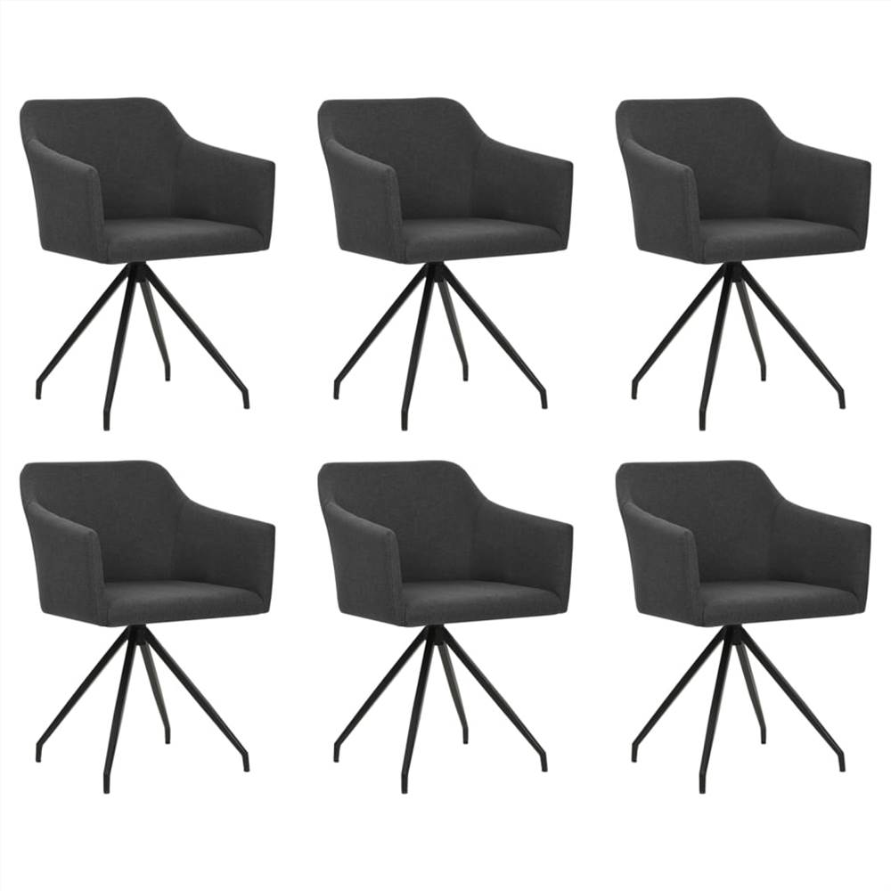 

Swivel Dining Chairs 6 pcs Dark Grey Fabric