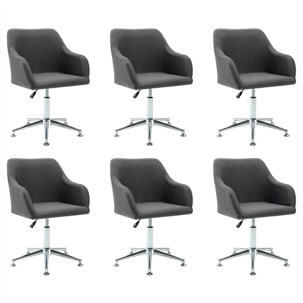 

Swivel Dining Chairs 6 pcs Dark Grey Fabric