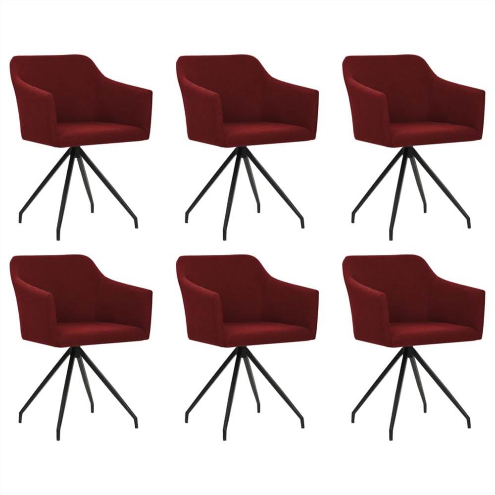 

Swivel Dining Chairs 6 pcs Wine Red Fabric